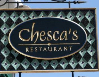 Chesca's Logo Sign on Chesca's Resturant